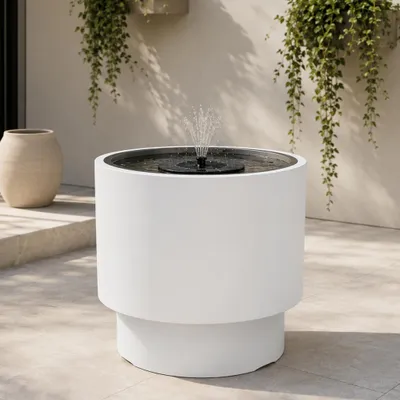 Produktbild von Solarbrunnen Outdoor Set mit großer Ø 47x44 cm Schale weiß