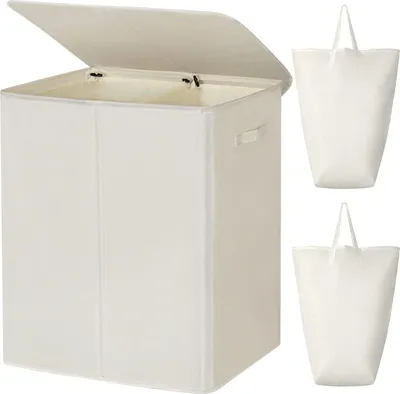 Produktbild von Wäschesammler 154 l, mit Deckel und 2 Wäschesäcken, faltbar, für Schlafzimmer