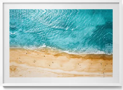 Produktbild von Strand und Meer– Wandbild mit Rahmen – Gerahmtes Bild  – Wanddekoration – 100x70 cm –  Weiß Rahmen