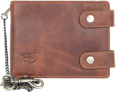 Produktbild von FLW Herren Biker Naturleder Geldbörse mit einer Metallkette mit einem Hai