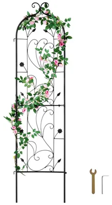 Produktbild von VEVOR Garten-Spalier für Kletterpflanzen, 60 x 15 Zoll, rostfreies Metall-Gartenblumen-Spalier, Outdoor-Kletter-Rosen-Spalier, Gurkenstütze, dekoratives hohes Clematis-Spalier für Höfe und Rasenflächen, 1 Stück - H60 x B15 Zoll