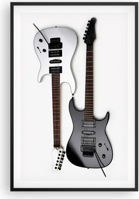 Produktbild von Gerahmtes Poster - Schwarzer Rahmen - E-Gitarren Streicher Musikinstrument - 61x91,5 cm - Wand Bild - Wanddeko - Wandbilder - Wandposter - Bilderrahmen - Bilder - Kunstdruck - Wandbild P2BPA61x91-0369