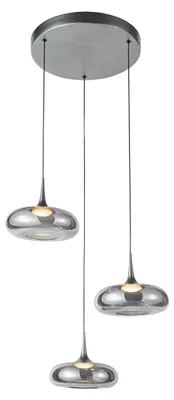 Obrázok produktu pre Závesná LED lampa s aerodynamickými tienidlami Tenele, strieborná, 21 W, teplá biela, 1300 lm, kov, rozmery: 150 x 57 x 57 cm, IP20, Italux