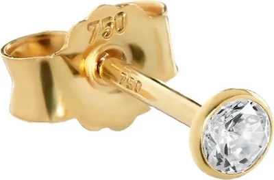 Produktbild von Einzel 3mm Ohrstecker Gelbgold 750 Gold Ohrringe 18 Karat Zirkonia Weiß Kelch 2624