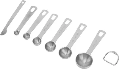Produktbild von 7-teiliges Messlöffel-Set mit Wasserwaage, Edelstahl-Messlöffel-Set zum Backen und Kochen