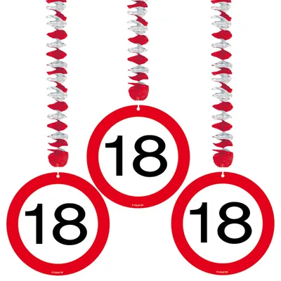 Produktbild von 3 Verkehrsschild 18 Spiralhänger 75cm