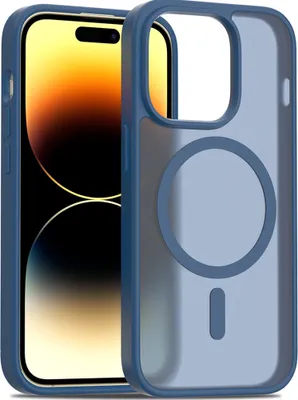 Immagine prodotto di Custodia magnetica per iPhone 14 Pro, compatibile con MagSafe, retro traslucido opaco, resistente agli urti Blu scuro