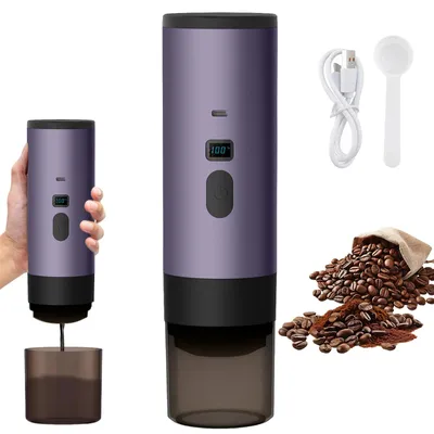 Produktbild von Elektrische Kaffeemaschine, tragbares Design, USB-Ladung, Lila
