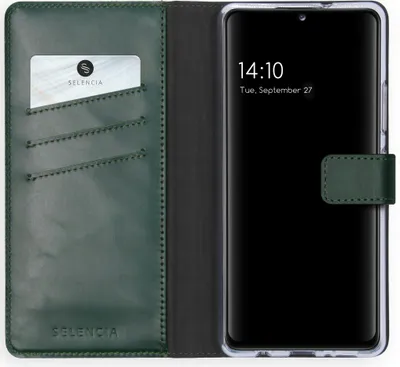 Zdjęcie produktu dla Selencia Etui ze skóry naturalnej na Samsung Galaxy A42 - Zielony