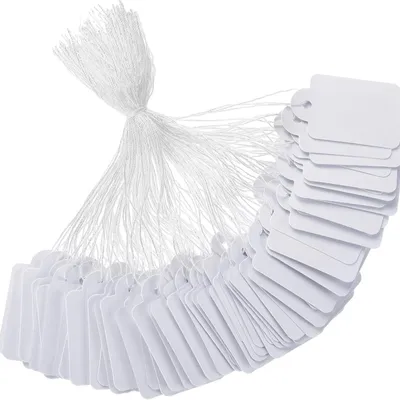Productafbeelding van Prijskaartjes met touwtje - 200 stuks - Kraftpapier - 15 x 25 mm, 22 x 35 mm, 25 x 45 mm