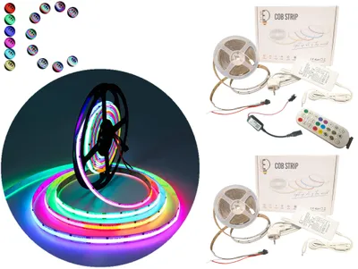 Produktbild von 20 Meter COB RGBIC LED Strip Set. 24V, Dimmbar, 576 LEDs/M, selbstklebend Led Band, APP Steuerbar, Bluetooth, Dreamcolor LED Streifen, RGB IC