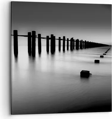 Produktbild von Bild auf Leinwand - Leinwandbild - Meer Ufer Ozean Horizont - 70x70cm - Wand Bild - Wanddeko - Leinwanddruck - Bilder - Kunstdruck - Wanddekoration - Leinwand bilder - Wandkunst - AC70x70-2229