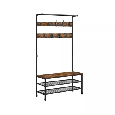Imagen del producto de Perchero interior y exterior "And OutdoorMatch Garderobe Theresia" con estante para zapatos, color marrón/, 9 ganchos, perchero de pared, estilo industrial, 182 cm