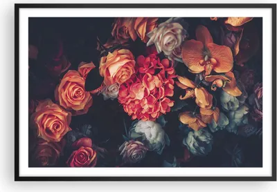 Produktbild von Gerahmtes Poster - Schwarzer Rahmen - Blumenstrauß Blumen Rosen - 91,5x61 cm - Wand Bild - Wanddeko - Wandbilder - Kunstposter - Wandposter - Bilderrahmen - Bilder - Kunstdruck - P2BAA91x61-5002