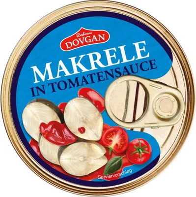 Produktbild von DOVGAN Makrele in Tomatensauce 240g