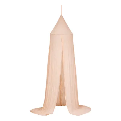 A peach-colored fabric canopy hanging from a single point.