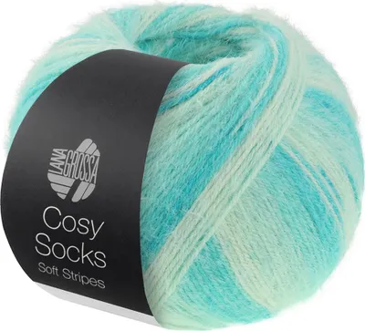 Produktbild von Lana Grossa Meilenweit 100 g COSY SOCKS Soft Stripes 400 m Flauschige Merino-Sockenwolle Farbe 102 - Jade/Licht-/Weißgrün/Rohweiß