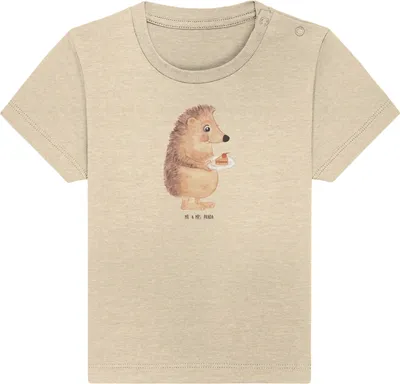 Produktbild von Mr. & Mrs. Panda  T-Shirt Igel Kuchenstück 12. - 18. Monat - Natural Raw - Geschenk, Baby Top, Shirt, Geburtstagskuchen, Kuchen, Backen, Lustige Sprüche, Torte