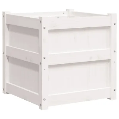 Obrázek produktu pro vidaXL květináč bílý 50x50x50 cm Masivní borovicové dřevo