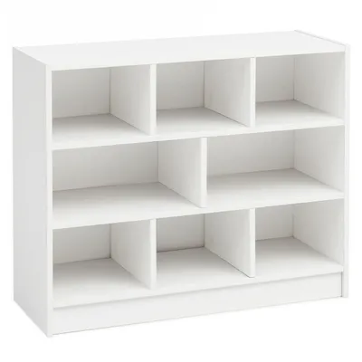 Produktbild von Bücherregal WL5.819 Weiß 80x68,5x29,5 cm Regal Standregal Modern, Flurregal Schuhregal Schmal, Design Dekoregal Holz, Holzregal mit Fächern, Ablageregal Wohnzimmer Abstellraum