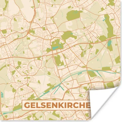 Produktbild von MuchoWow® Poster Stadtplan - Gelsenkirchen - Stadtplan - Vintage 50x50 cm - Wohnzimmerdekoration