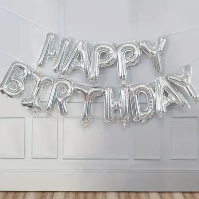 Produktbild von Happy Birthday  Luftballons Girlande Geburtstagsdeko Kindergeburtstag Geburtstag Deko Folienballon - Silber