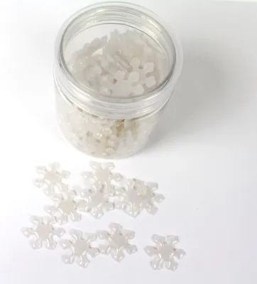 Produktbild von 125 Schneeflocken Streuteile 2cm Polyresin Winter Weihnachten, Farbe:perlmutt