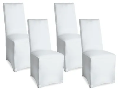 Produktbild von Beautissu Bankett Stuhlhussen 4er Set Leona, 45x90cm, Weiß