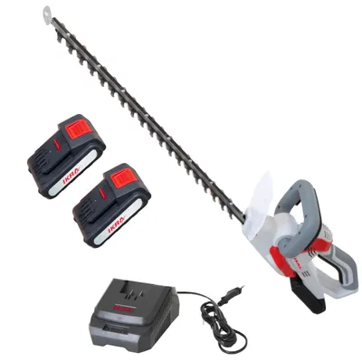 Productafbeelding van IKRA Accuheggenschaar IAHS 20-1 | 20V | 54 cm snijlengte | 18 mm snijdikte | Snelle stopfunctie | Inclusief 2 accu's (2,0 en 2,5 Ah) en snellader