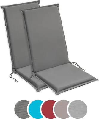 Produktbild von sleepling - 2er Set Hochlehner Auflage, Gartenstuhlauflage, 120 x 50 cm, 6 cm dick, grau