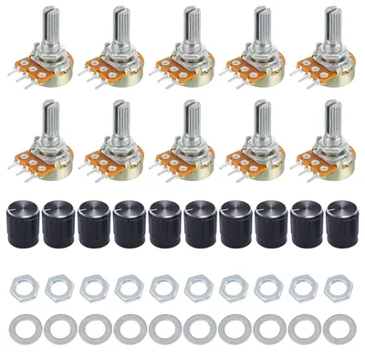 10er Set Drehpotentiometer 10K Ohm, lineare Taper, mit Muttern