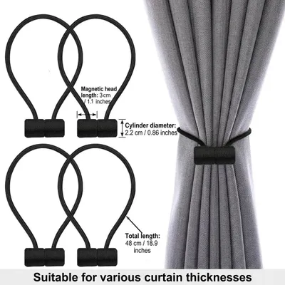 Image de Supports magnétiques pour rideaux, 48 cm, lot de 4, pour une fixation facile