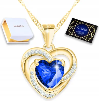 Immagine prodotto di Collana in oro con cuore in cristallo blu, ciondolo a forma di cuore, argento 925