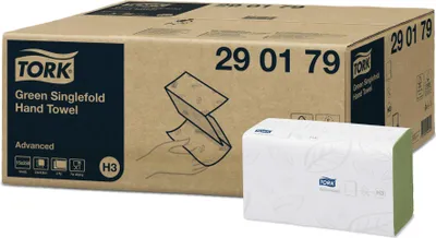 Image de Tork® 290179 Essuie-mains doux en zigzag - 2 plis Tissue plus, vert, avec gaufrage décoratif