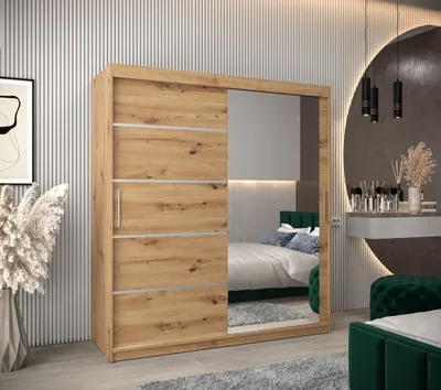 Produktbild von Spiegel-Kleiderschrank ADELA – 180 cm, Eiche artisan