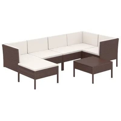 Obrázek produktu pro vidaXL 7dílná zahradní lounge souprava s polštáři Poly ratan hnědá