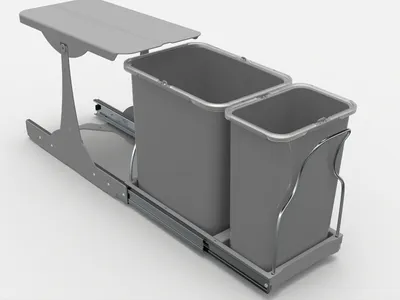 Produktbild von Victory Auszug Einbau-Abfallsammler 24 Liter ( 16 + 8 Liter) grau mit Vollauszug ab 300 mm Schrank