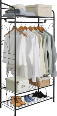 Productafbeelding van Famanu garderobekast van massief ijzer - ideaal voor de hal en slaapkamer - 161 x 79 x 36 cm