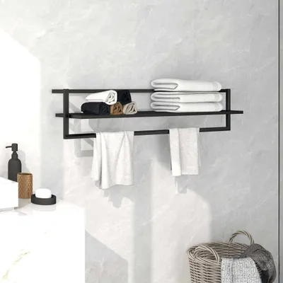 Obrázek produktu pro Prolenta Premium - Věšák na ručníky černý 95x25x22 cm žehlička
