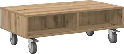 Produktbild von vidaXL Beistelltisch mit Rädern Artisan-Eiche 90 x 50 x 30 cm