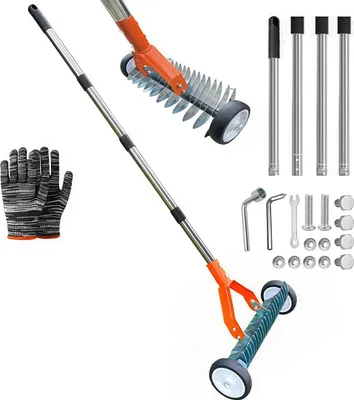 Produktbild von Vertikutierrechen, 38 cm Vertikutierrechen, robuster Vertikutierrechen, effizienter Stahlrechen mit Griff, vielseitiger Rasenpflegerechen zum Entfernen von abgestorbenem Gras