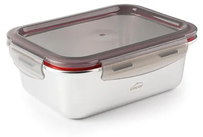 Zdjęcie produktu dla Lacor – 64612 – Prostokątny pojemnik na żywność Ecoinox, stal nierdzewna 18/10, 1800 ml, nadaje się do mikrofalówki, piekarnika, zamrażarki i zmywarki