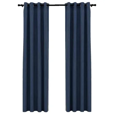 Produktbild von vidaXL Verdunkelungsvorhänge Ösen Leinenoptik 2 Stk. Blau 140x245 cm