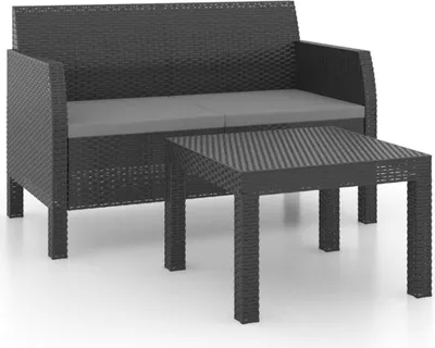 Immagine prodotto di set da giardino 2 pezzi con cuscini PP rattan antracite
