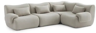 Zdjęcie produktu dla MILYSOFA SOFATIME – 4-osobowa modułowa sofa narożna, delikatna tkanina pętelkowa, kolor kamienny beż