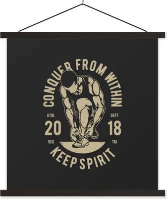 Produktbild von MuchoWow® Textilposter Sport - Retro - Zitate 90x90 cm mit schwarzem Rahmen - Magnetisches