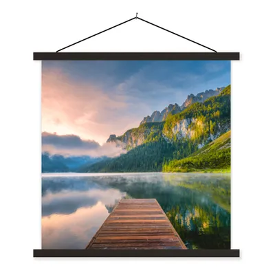 Produktbild von MuchoWow® Textilposter Eindrucksvoller Sonnenaufgang in den Bergen von Österreich 120x120 cm mit schwarzem Rahmen - Aufhängungsset