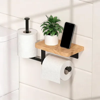 Produktbild von Toilettenpapierhalter, wandmontage, edelstahl, mit ablage, für badezimmer
