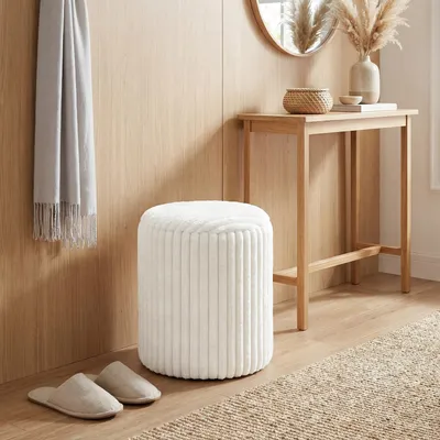 Produktbild von Aufbewahrungshocker Couchtisch 3-in-1, Sitzhocker mit Stauraum Wendedeckel Cordstoff, Weiß  |  bis 120 kg  |  31 L  |  35 x 35 x 45 cm