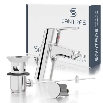 Produktbild von SANTRAS® Waschtischarmatur mit Zugstange inkl. Ablaufgarnitur in Chrom